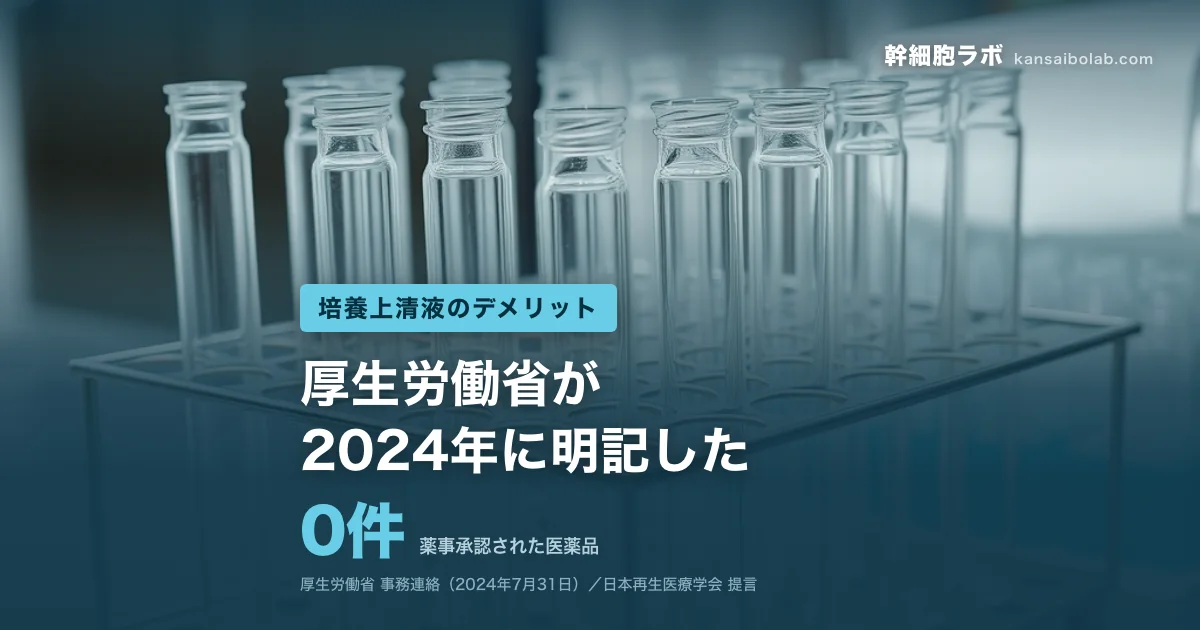 培養上清液のデメリット｜薬事承認された医薬品は0件。厚生労働省が2024年に明記した