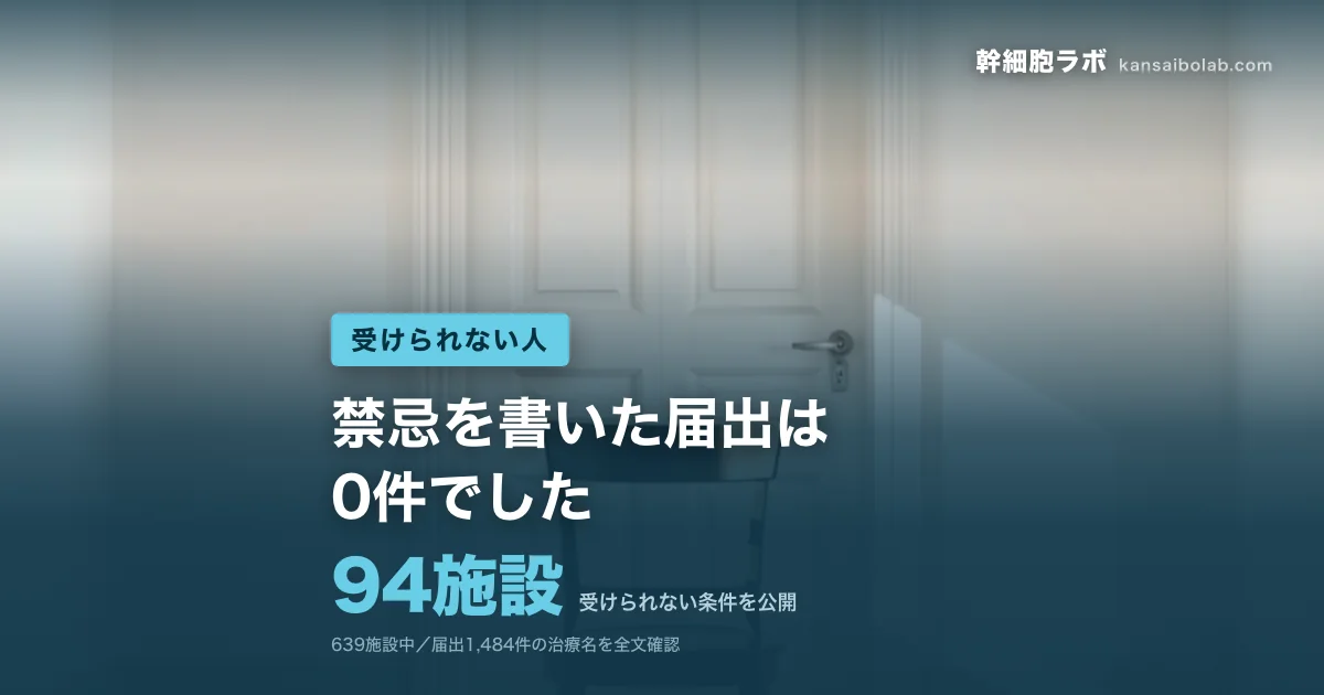 受けられない人｜受けられない条件を公開は94施設。禁忌を書いた届出は0件でした